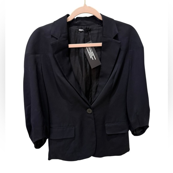 NWT Lecoanet Hemant Paris Designer Blazer Black 3/4 Sleeve Size 36 (US 4 - Picture 2 of 6